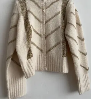 Dryžuotas Megztinis Trikotažas Moterims O-kaklo, ilgomis Rankovėmis 2020 M. Rudenį Naujų Moterų Megztinis
