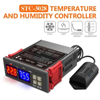 Dual Digital Inkubatorius Termostatas Temperatūros Reguliatorius Du reliniai išėjimai Thermoregulatorac110-220v 10a Zondas Stc-3028