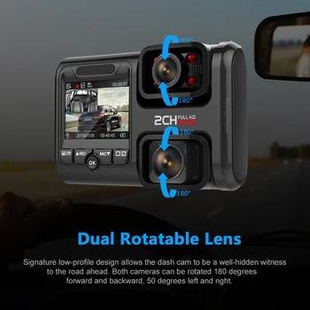 Dual Lens Car DVR HD Naktinio Matymo Brūkšnys Cam Automobilių Brūkšnys Kamera, Diktofonas 4K 2160P WIFI GPS 360 laipsnių panorama su ADAS funkcija