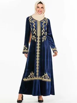 Dubajus Kaftan Aksomo Musulmonų Suknelė Moterims Maxi Kimono Jubah Ilgas Chalatas, Abaja Hijab Suknelės Islamo Drabužių, Turkija, Arabų Suknelė