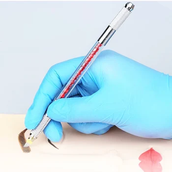 Dukart vadovavo Microblading Pen Rinkinys, Akrilo Kristalų Tatuiruotė Vadovas Pen permanentinis Makiažas Pen 3D Antakių Lūpų Flex/Apvalus Adatos