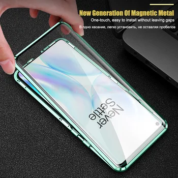 Dvigubo Grūdinto Stiklo Magnetinės Metalo Bamperis Atveju Oneplus 8 Pro 