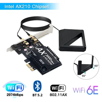 Dvigubos Juostos 3000Mbps Intel AX210 Adapter PCIe Wireless wifi 6E Bluetooth 5.2 802.11 ax/ac AX210NGW Tinklo Wlan Kortelė Stalinį KOMPIUTERĮ