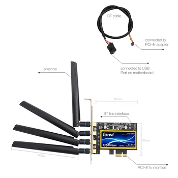Dvigubos Juostos 802.11 ac Darbalaukio PCIe Wifi Card Bevielis Adapteris 