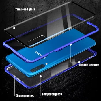 Dvipusės 360 Laipsnių Magnetinio Adsorbcijos Stiklo Atveju, Samsung Galaxy A50 A70 A40 A30 A60 A10 A7 A8 A9 2018 Telefono Padengti