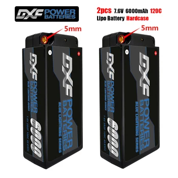 DXF Lipo Baterija 2S Neūžauga Lipo 7.6 V 6000mah 120C su 5mm Kulka Konkurencijos Trumpas-Pack 1/10 Buggy