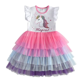 DXTON Kūdikių Mergaičių Drabužius Vasarą, Vaikams, Suknelės Mergaitėms Rankovių Princesė Suknelės Animacinių Merginų Birthday Party Dress Kostiumai