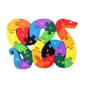 Dėlionė abėcėlė 3D Medienos Vaikų Švietimo Žaidimai Gyvūnų Gyvatė Žaislą Dovanų