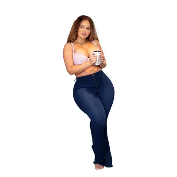 Džinsai Moterų Aukšto Juosmens 2020 Plus Size Ruožas Džinsai Bell Bottom Kelnės Atsitiktinis Džinsinis Pieštuko Kelnes Rudenį Žieminiai Drabužiai, xL-5XL