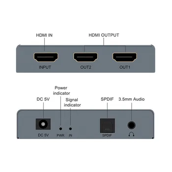 E12A 1x2 4K HDMI Splitter su SPDIF + 3.5 mm Audio Extractor Konverteris HDCP2.2 Biuro Rūpintis Kompiuterių Reikmenys