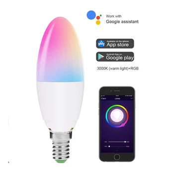 E14 Smart WiFi LED Žvakių Lemputė Veikia su Alexa 