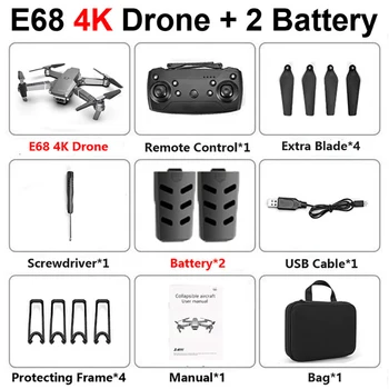 E68 Drone Mini Rc Drone Quadcopter Gps 4K WIFI 1080P FPV Tranai Kamera Hd vaikams, Žaislai, Rc Lėktuvo Gimtadienio, Kalėdų Dovana