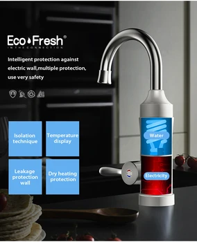 Ecofresh Momentinių Tankless Elektrinis Karšto Vandens Šildytuvas, Maišytuvas, Virtuvėje Momentinis Šildymo vandentiekio Vandens Šildytuvas, su LED ES Plug