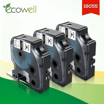Ecowell 12mm Šilumos Susitraukiančių Mėgintuvėlio Etiketės 18055 suderinama Dymo Rhino etiketės juosta Juoda ant Balto už 6000 4200 5200 Label Maker