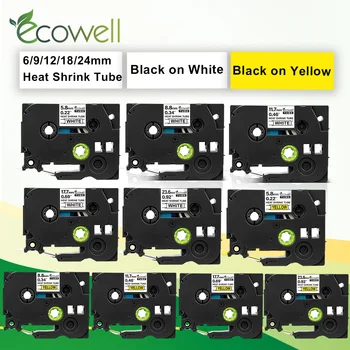 Ecowell 1pcs 12mm Suderinama Hse231 Hse-231 (Hse) 231 Šilumos Susitraukiančių Mėgintuvėlio Etiketės juosta Juoda ant Balto Brolis P touch label maker