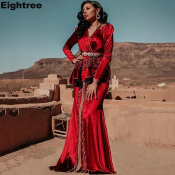 Eightree V Kaklo Maroko Caftan Vakaro Suknelės Nėriniai Appliques Ilgai Ypatinga Proga Suknelės Alžyro Drabužiai, Vakaro Suknelės, Šaliai