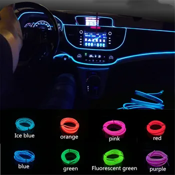 EL Viela automobilio led juostelės šviesos Neonas Šalis dekoro šviesos dviračių Šokių lemputė 12V vandeniui USB juostelės žibintai interjero lankstus