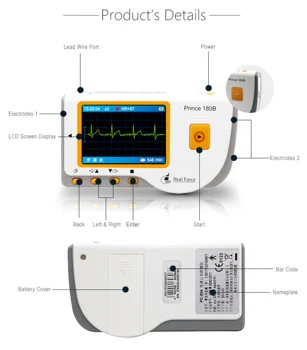 Electrocardiografo ekg paciento monitorius, Nešiojamų Medicinos Namuose Lengvai EKG EKG Aparatas Holter stebėti signos vitales