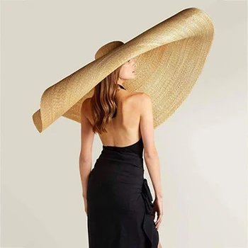 Elegantiškas gamtos didelis šiaudų skrybėlę su plačiomis kraštų Kentukis Derbis moterų skrybėlių juostelės mergina vasaros saulės, paplūdimio skrybėlę Dropshipping 25CM