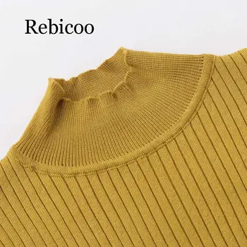 Elegantiškas geltonas ilgas megztinis mezgimo suknelė moterų diržas rudens ir žiemos dress 2019 atsitiktinis ruožas moterų dugno megztinis