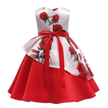Elegantiškas Gėlių Mergaitė Vestuvių Suknelė Raudona Vasarą Merginos Princesė Suknelė Kalėdų Vaikų Šalis Suknelė Mergina Drabužių Vaikams Kostiumas