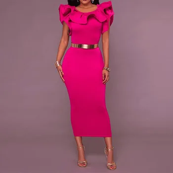 Elegantiškas Moteris Bodycon Midi Vakare Šalis Suknelė Slim Fit Atgal Padalinta Pynimas Vestidos Afrikos Moterų Vakarienė Oficialų Vasaros Suknelė