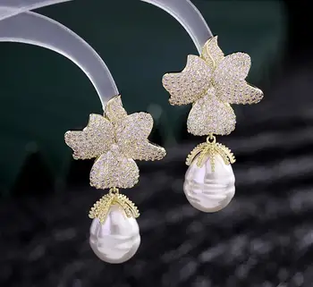 Elegantiškas perdėti elegantiškas baroko perlas retro temperamentas prabanga cirkonis moterims klasikiniai auskarai dovanų