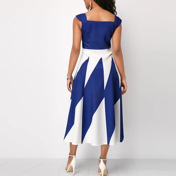 Elegantiškas, Seksualus Stebėjimo Kratinys Spalva-Line Suknelė Moterų 2020 M. Vasaros Atsitiktinis Plonas Ilgas Šalis Suknelės Plus Size Vestidos 5XL