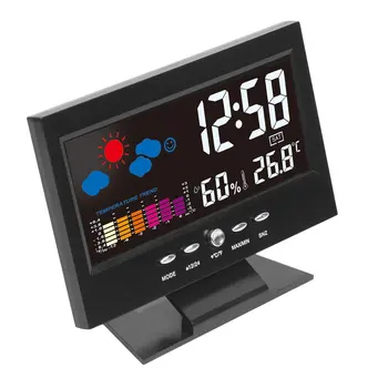 Elektroninis Skaitmeninis LCD Stalinis Laikrodis, Temperatūra, Drėgmė Stebėti Laikrodis Termometras su Drėgmėmačiu Orų Prognozė Stalo Laikrodis