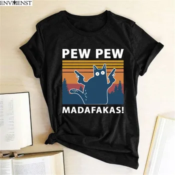 Envmenst medvilnės marškinėliai moterims 2020 metų vasaros Pew Pew Madafakas juokinga t-shirt mergaitė moterų drabužių dovana trumpas rankovės viršuje xs-3xl