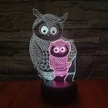 Erelis Paukščių Spalvinga 3D LED nakties šviesa dviejų Spalvų Parodyti 7 Spalvų Keitimas Palieskite Stalas Stalo Lempa Vaikams Dovanų Miegamojo Puošimas
