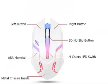Erilles Laidinio Žaidimų Pelės 4 Spalvų LED Lemputė Hot Pardavimo USB Optinė Mini Kompiuteris, USB Žaidėjus Pigūs Žaidėjus Pelių Nešiojamojo kompiuterio Darbalaukį