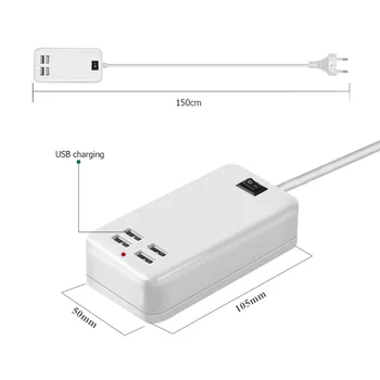 ES/JAV/UK plug 5V3A 4 Prievadų USB, Sieninis Įkroviklis, KINTAMOSIOS srovės Maitinimo Adapteris, 1.5 M ilgio kabelis, ON/OFF Jungiklis keliauti namo Įrenginys, Skirtas 
