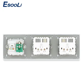 ESOOLI Plastikinis Skydelis Dual ES Standartinio Elektros Lizdo, ir su 4 USB Įkrovimo lizdas Moterų TV Lizdas + Interneto, Kompiuterinių Duomenų RJ45