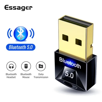 Essager USB Bluetooth 5.0 Adapteris Raktu PC Kompiuteris, Wireless Pelę, Klaviatūrą PS4 Aux Audio 