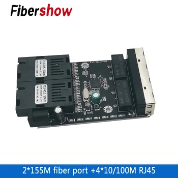 Ethernet Pluošto jungiklis 4 RJ45 2 PK Optinių Laikmenų Keitiklis Vienos rūšies pluošto Uosto PCB 10/100M naujas
