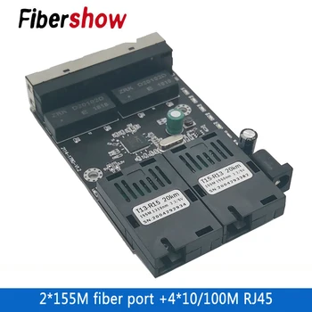 Ethernet Pluošto jungiklis 4 RJ45 2 PK Optinių Laikmenų Keitiklis Vienos rūšies pluošto Uosto PCB 10/100M naujas