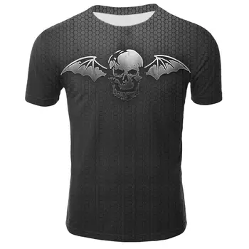 Europos ir Amerikos tendencija trumpas rankovėmis vyriški banga prekės pusė rankovėmis marškiniai 3D trimatis spausdinimas velnias kaukolė mirties, t-