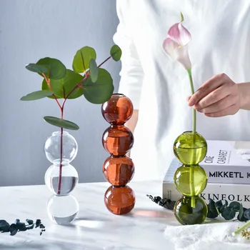 Europos Kūrybos Stiklo Burbulas Vaza Gėlių Kompozicijų Hydroponic Gėlės Sferiniai Meno Gėlių Ornamentais Vaza Apdaila Namo