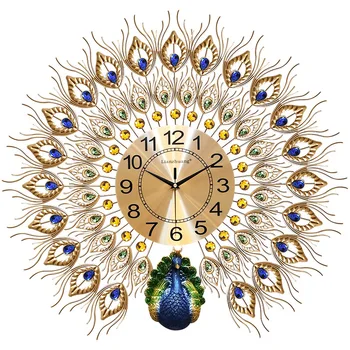 Europos Prabangos Kvarco Kūrybos Didelis Sieninis Laikrodis Meno Golden Peacock Laikrodžiai Sienos Modernus Dizainas Kambarį Išjungti Sienos Žiūrėti