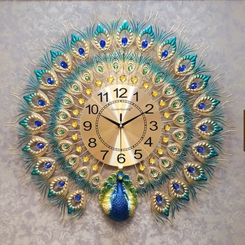 Europos Prabangos Kvarco Kūrybos Didelis Sieninis Laikrodis Meno Golden Peacock Laikrodžiai Sienos Modernus Dizainas Kambarį Išjungti Sienos Žiūrėti
