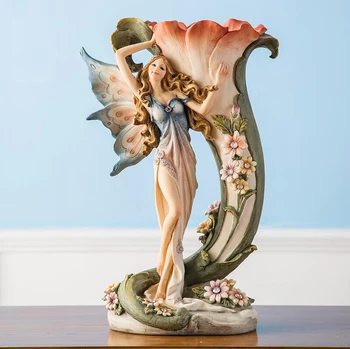 Europos Senoviniai Grožio Angelas Derva, Figūrėlės, Vazos Gėlių Statula Ornamentas, Namo, Buto Apdailos Amatų Amerikos Vestuvių Dovana
