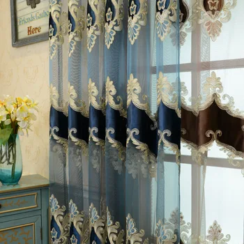 Europos Stiliaus Kinijos Versiją, Siuvinėtos Prabangios Užuolaidos Gyvenamasis Kambarys Balkonas Mėlynos Kavos Vien Tiulis Užuolaidų Dekoro M021-4