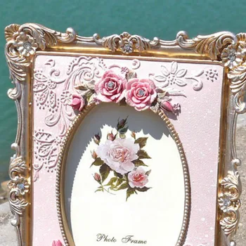 Europos stilius 6 colių rožinė asmeninį gėlių dervos amatų namų puošybos ornamentais retro vestuvių klasikinė foto frameLB82413