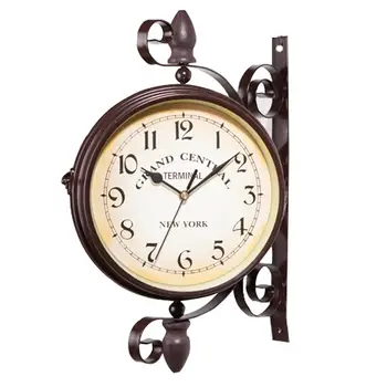 Europos Stilius Derliaus Laikiklis Laikrodis Novatoriškų Mados Dvipusis Sieninis Laikrodis Dekoravimas Ornamentais Kambarį Horological