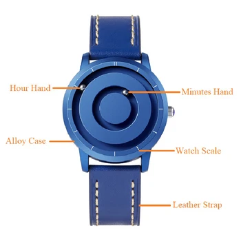 Eutour Magnetinio Žiūrėti Vyrų Laikrodžiai Juodos Skiedra Rose Aukso Kamuolys Metalo Tarptautinėms Laikrodžiai Odos Juosta Sporto Laikrodis Vyrų Reloj