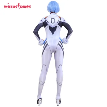 EVA Rei Ayanami Cosplay 3D Atspausdintas Balta Bodysuit Jumpsuit Kostiumas Helovyno Cosplay