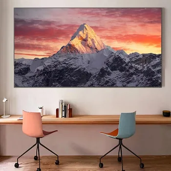 Everesto Kalnas Saulėlydžio Plakatas ir Spausdina Drobė Sienos Meno Tapybos Kraštovaizdžio Nuotraukos Dekoracija Kambarį Cuadros