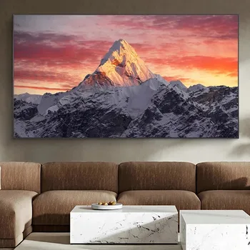 Everesto Kalnas Saulėlydžio Plakatas ir Spausdina Drobė Sienos Meno Tapybos Kraštovaizdžio Nuotraukos Dekoracija Kambarį Cuadros