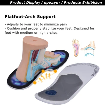 EXPfoot 3D Arka Parama Orthotic Vidpadžiai PVC Aukštos Arch Gelio Padas Šokas-Absorbant Vienodo Kojų Moterims / Vyrams ortopedinė Kojų skausmas
